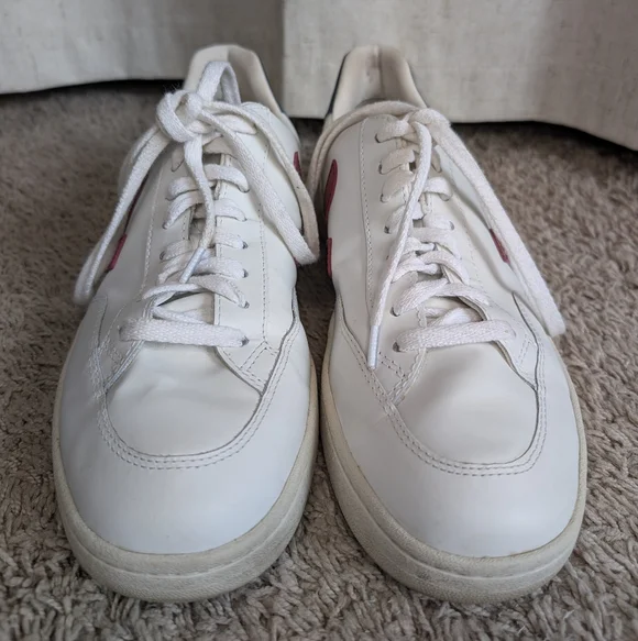 Veja V-12 Leather Men's White Sneakers Marsala Nautico Size 10.5 - Picture 5 of 10